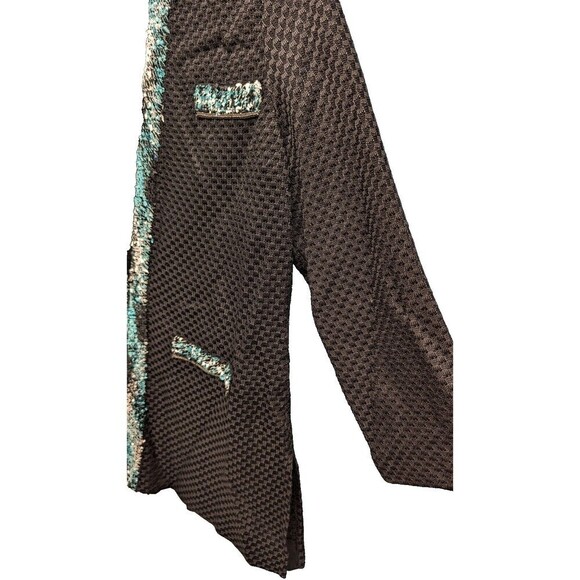 $398 Misook Semi Sheer Hook Eye 3/4 Sleeve Textured Knit Acrylic Jacket XS - Picture 6 of 9